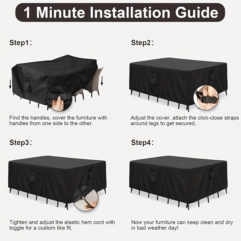 Waterproof Outdoor Table Cover UV Resistant Snow Dust Wind Proof
