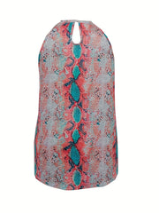  Snake Skin Print Halter Neck Tank Top
