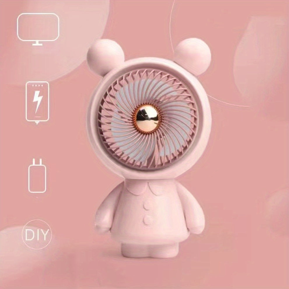 Summer Mini Strong Power Fan Durable Cartoon Handheld Small Fan