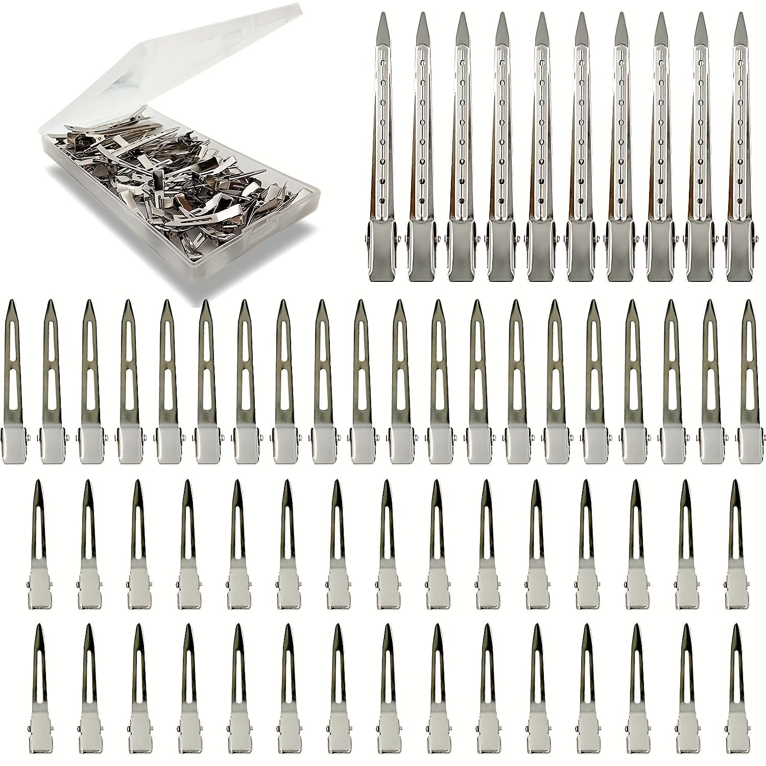 60Pcs Silvery Metal Duck Billed Hair Clips Women Styling Salon Accessories