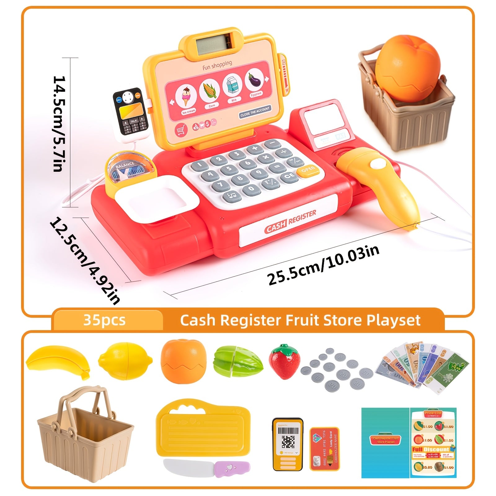 Interactive Youngsters' Play Cash Register, Durable ABS Material