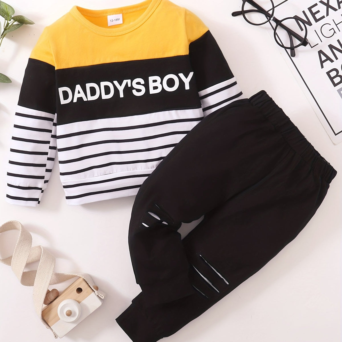 Toddler Boy Clothes Outfit DADDY'S BOY Print Long Sleeve Sweatshirt Pants Set