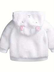 Fleece Bear Jacket For Baby Boys & Girls, Warm Hooded Coat