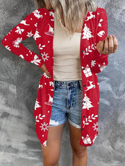  Christmas Casual Cardigan Women's Plus Graphic Print Long Sleeve