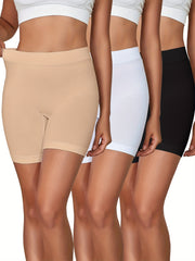 3 Seamless Solid Boyshort Panties Soft Comfortable Stretch Women's Lingerie