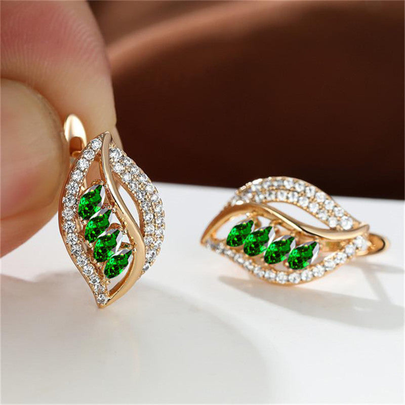 Marquise Cut Multicolor Stone Clip On Hook Earrings CZ Drop Dangle