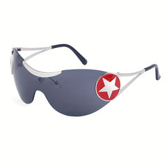Y2K Rimless Sunglasses Gradient Lens Star Decor UV400
