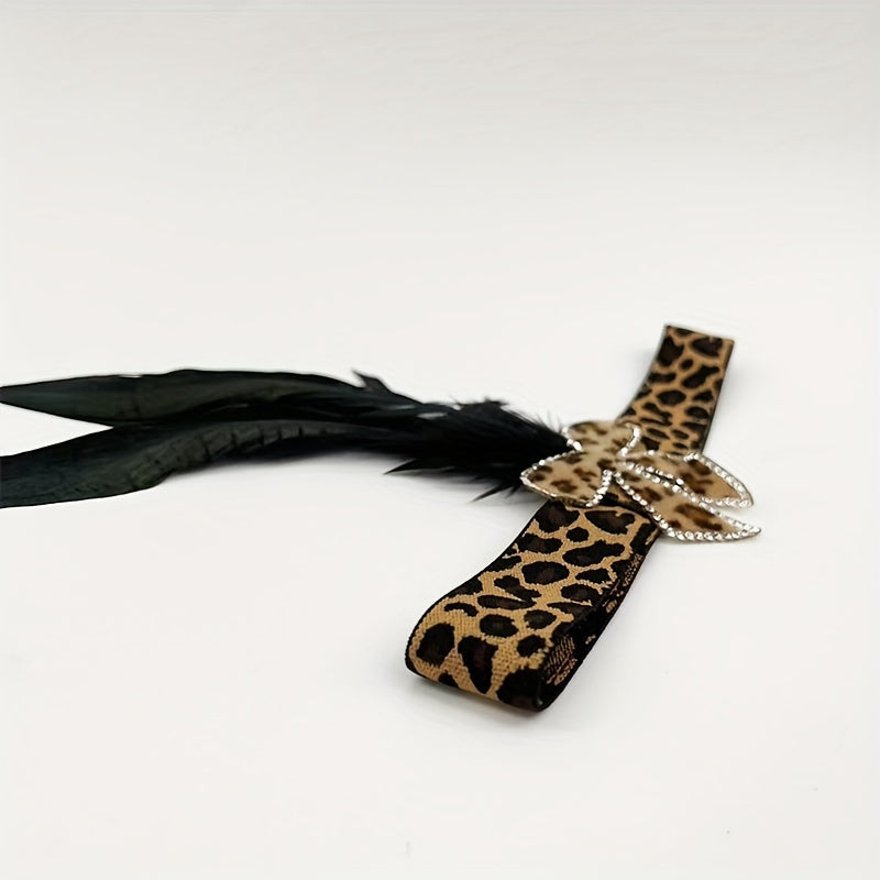 Leopard Print Headband with Diamond Accent