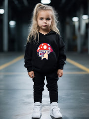 OERYUI Mushroom Print Hooded Pullover Pants Set For Sports Spring Fall