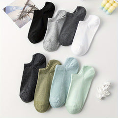Breathable Lightweight Ankle Socks Women's Stockings - 8 Pairs Solid Socks