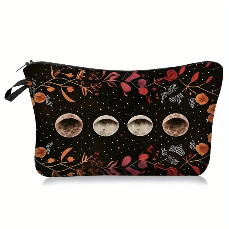 Vintage Moon Pattern Makeup Organizer Zipper Bag for Travel