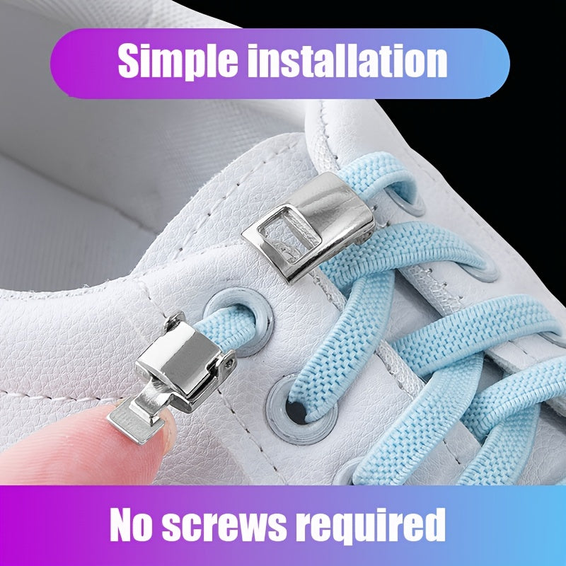 No-Screw Installation Widened Buckle Elastic Laces for Sneakers