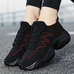 Women's Knit Chunky Sneakers Lace Up Sock Shoes