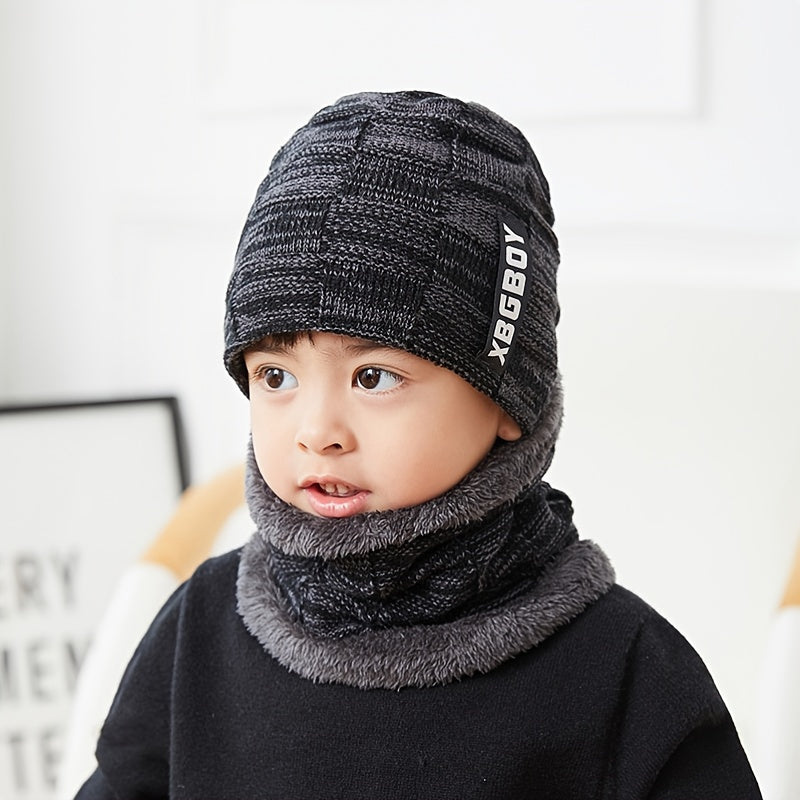 Men's Winter Plush Knitted Beanie Set