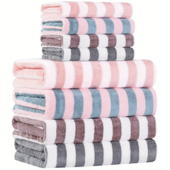 8pcs Microfiber Towel Set - Quick Dry & Soft Towels for Bathroom and Beach