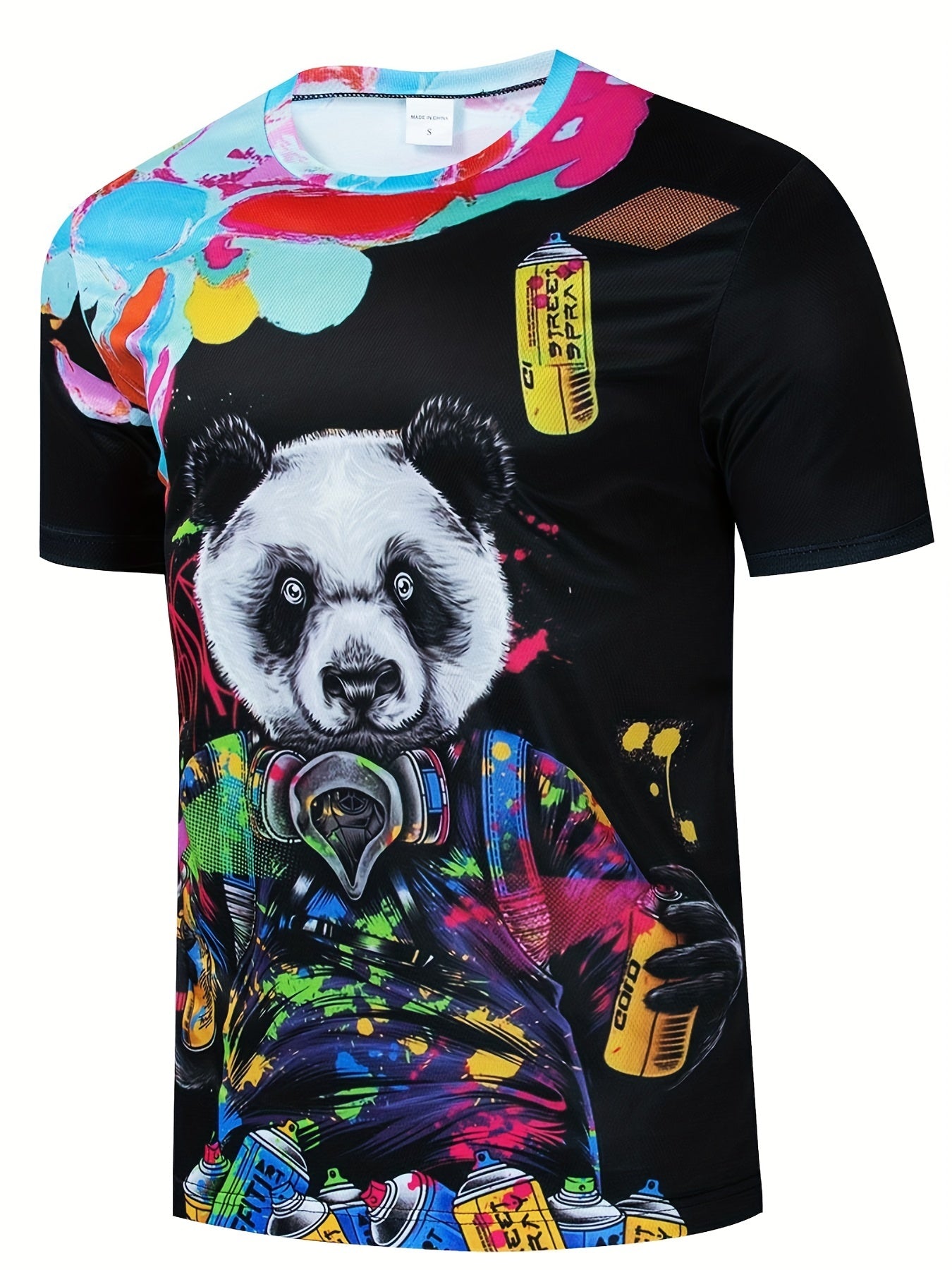 Men's Panda Print T Shirt for Spring & Summer