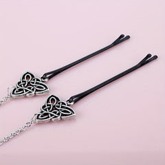 Viking Runes Hairpin Hair Clip With Metal Chain Vintage Hair Pin