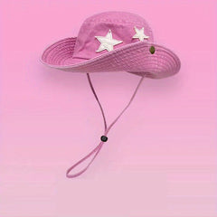 Star Patch Cowboy Bucket Hat Vintage Washed Distressed Boonie Hats