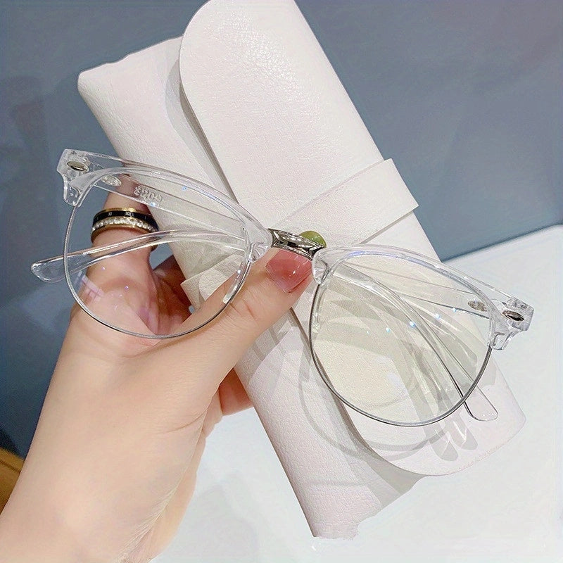 Square Clear Lens Glasses Rivet Decor Eyewear Minimalist Anti Light Glasses