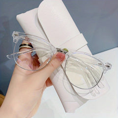 Square Clear Lens Glasses Rivet Decor Eyewear Minimalist Anti Light Glasses