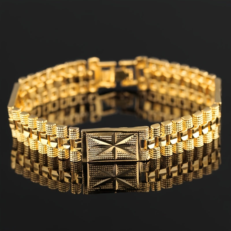 18K Golden Plated Mesh Bracelet For Men