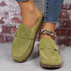 Women's Metal Buckle Loafers Slip On Shoes