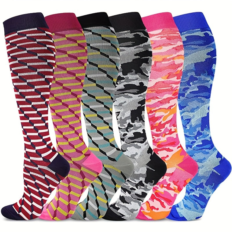 6 Pairs Sport Compression Stocking Running Hiking Socks For Men