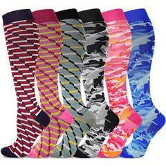 6 Pairs Sport Compression Stocking Running Hiking Socks For Men