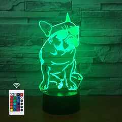French Bulldog Dog Night Light 3D Puppy Illusion Lamp 16 Colors Remote Control