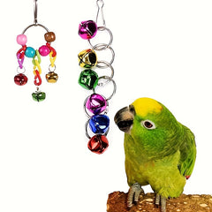 Colorful Bird Toy Set with Chewing Swing, Beads, Bell, and String