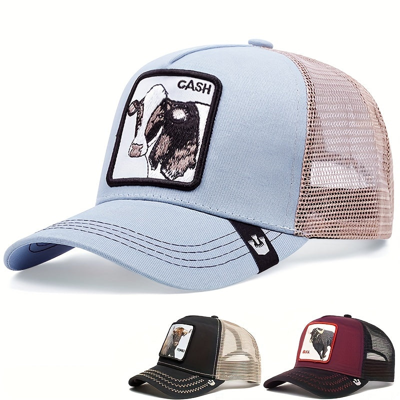 Classic Animal Patch Baseball Cap Cotton Mesh Breathable Sports Trucker Hats
