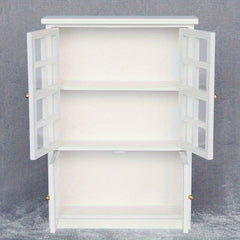 1:12 Scale Dollhouse Cabinet with Grey Glass Panels Golden Handles