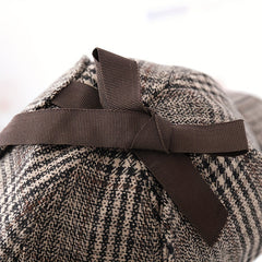 Khaki Plaid Vintage Baseball Cap Double Brim Ear Warmer Sun Hat