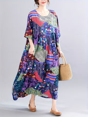  Allover Print Loose Maxi Dress
