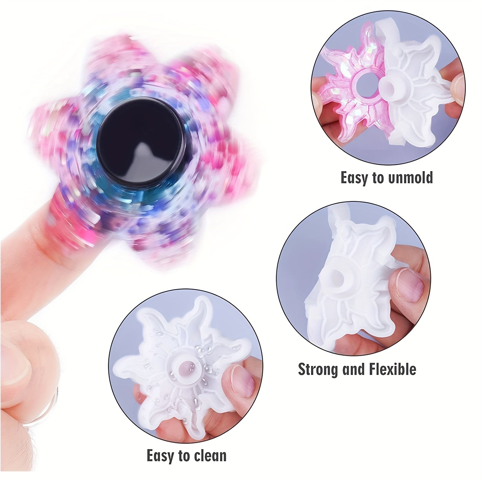 DIY Crafts Fidget Spinner Epoxy Resin Silicone Plaster Mold Anti Stress Toy
