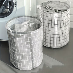 Fabric Cotton Linen Clothes Basket Waterproof Storage Plaid Design