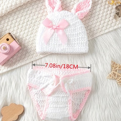Crochet Knit Rabbit Costume for Newborns