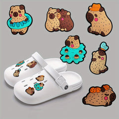 6pcs Capybara Girl Clog Ornament Bubble Slide Sandals Funny Shoe Ornament
