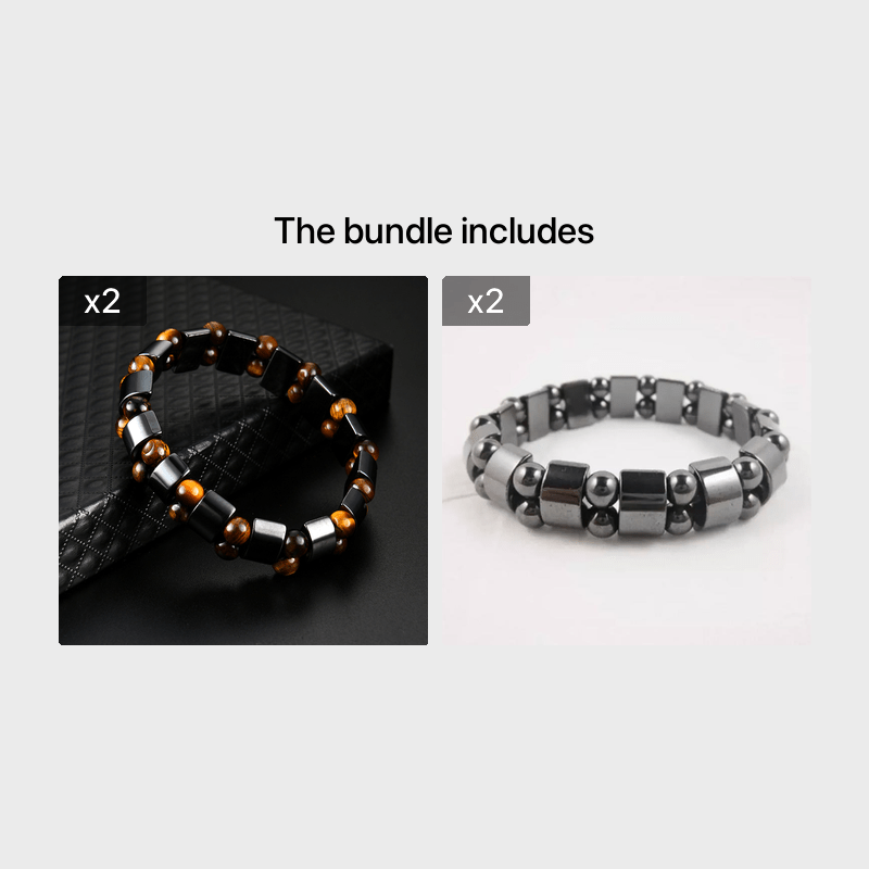 Double Hematite Tiger's Eye Bracelets - Natural Energy Stone Bracelet