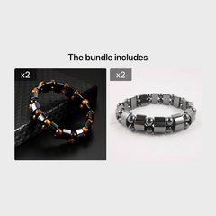 Double Hematite Tiger's Eye Bracelets - Natural Energy Stone Bracelet