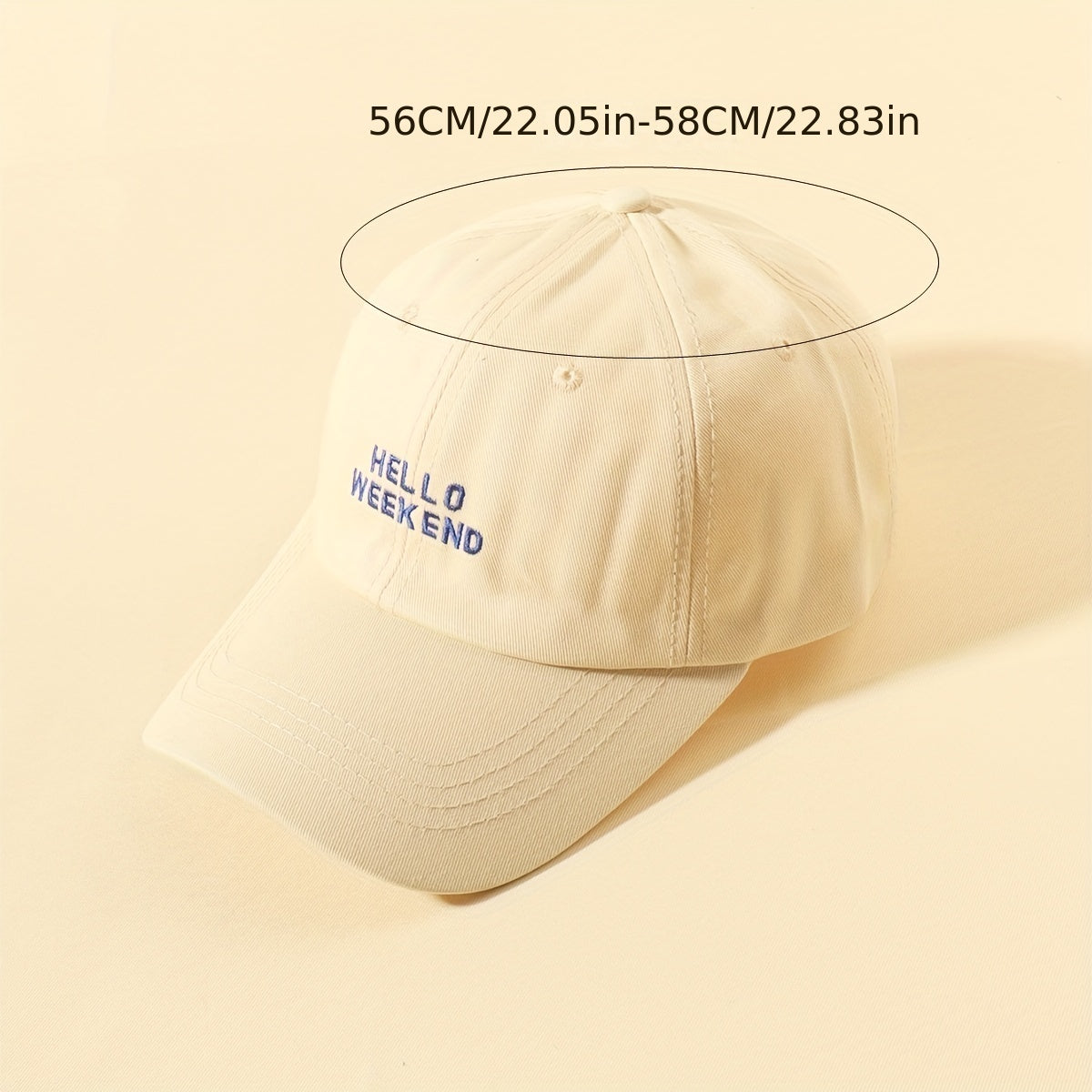 Weekend Embroidery Baseball Cap Beige Cotton Dad Hat