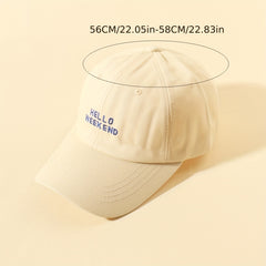 Weekend Embroidery Baseball Cap Beige Cotton Dad Hat