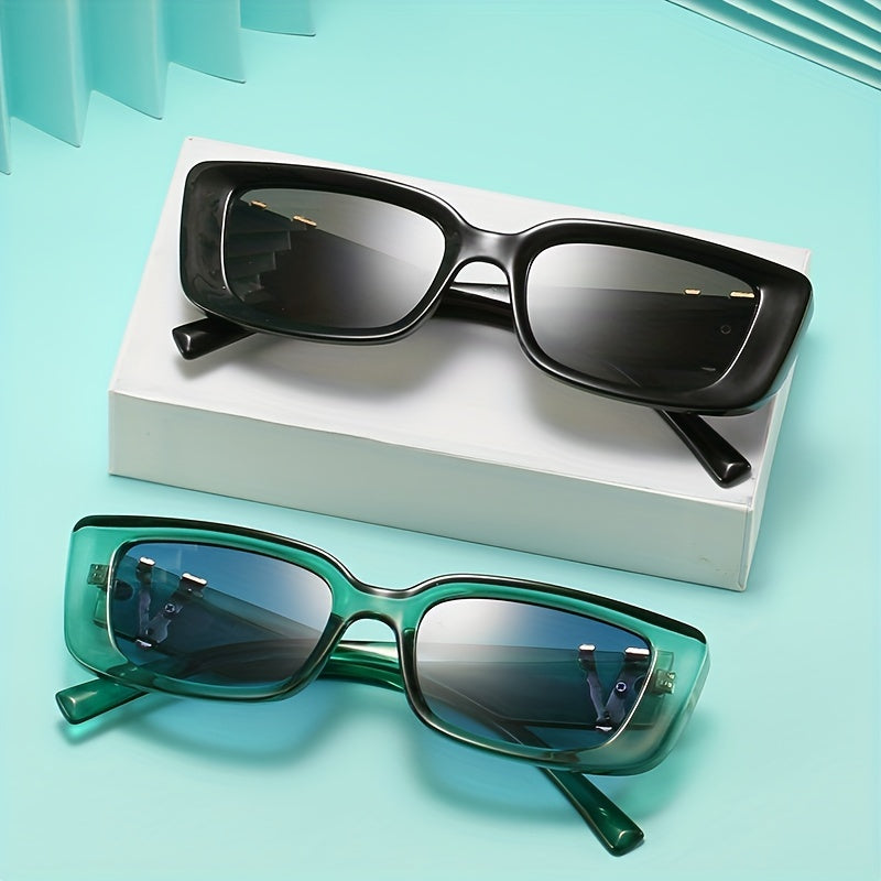 Men's Retro Rectangle Frame Sunglasses UV 400 Protection