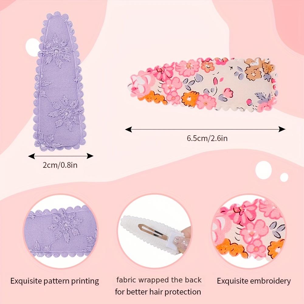 20 Pcs Floral Print Toddler Hair Clips Non Slip Snap Clips Kids Hair Accessories