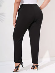  Casual Pants Women's Plus Solid Drawstring High Rise High Stretch Knot