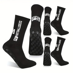 5 Pairs Silicone Dots Non Slip Football Socks Sport Crew Socks