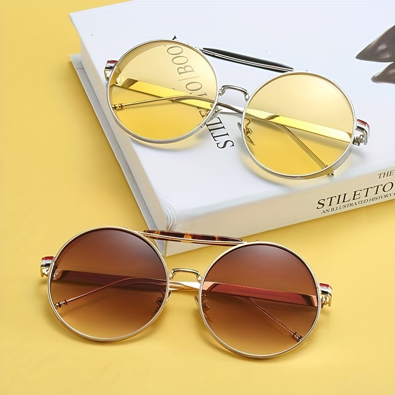 Men's Round Frame UV Protection Sunglasses for Holiday Outdoor Beach Travel