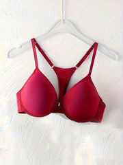 3pcs Front Buckle Push Up Bras Breathable T Shirt Bra Women's Lingerie