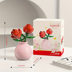 Building Block Flower Arrangement with Vase Toy Decorations