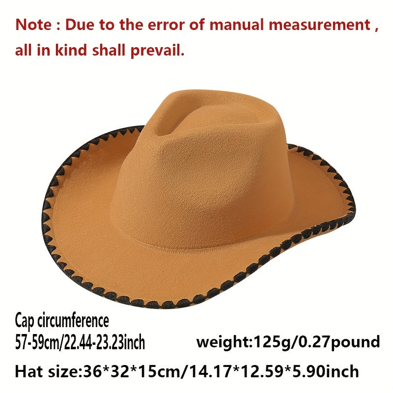 Vintage Western Cowboy Hat Classic Fedora Cap Unisex Warm Felt Sun Hat